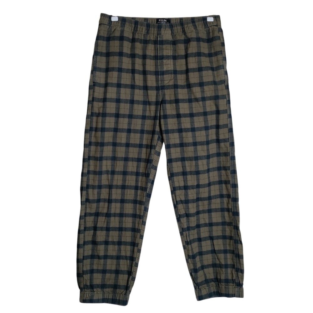 Filson Mens Brown Black Plaid Flannel Jogger Pants Cotton Size M 3415